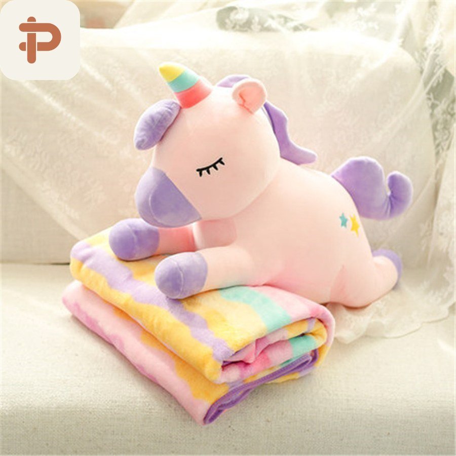 Unicorn Plush Toy & Blanket 2-in-1