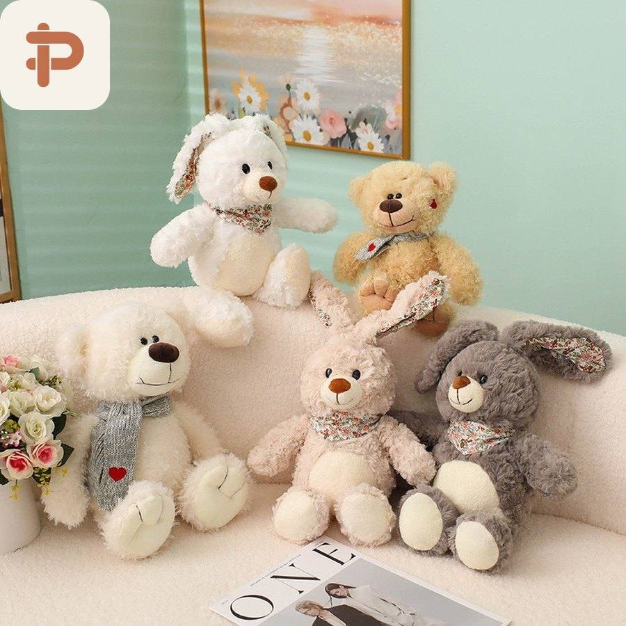 Cloud Bear & Bunny Plush with Scarf