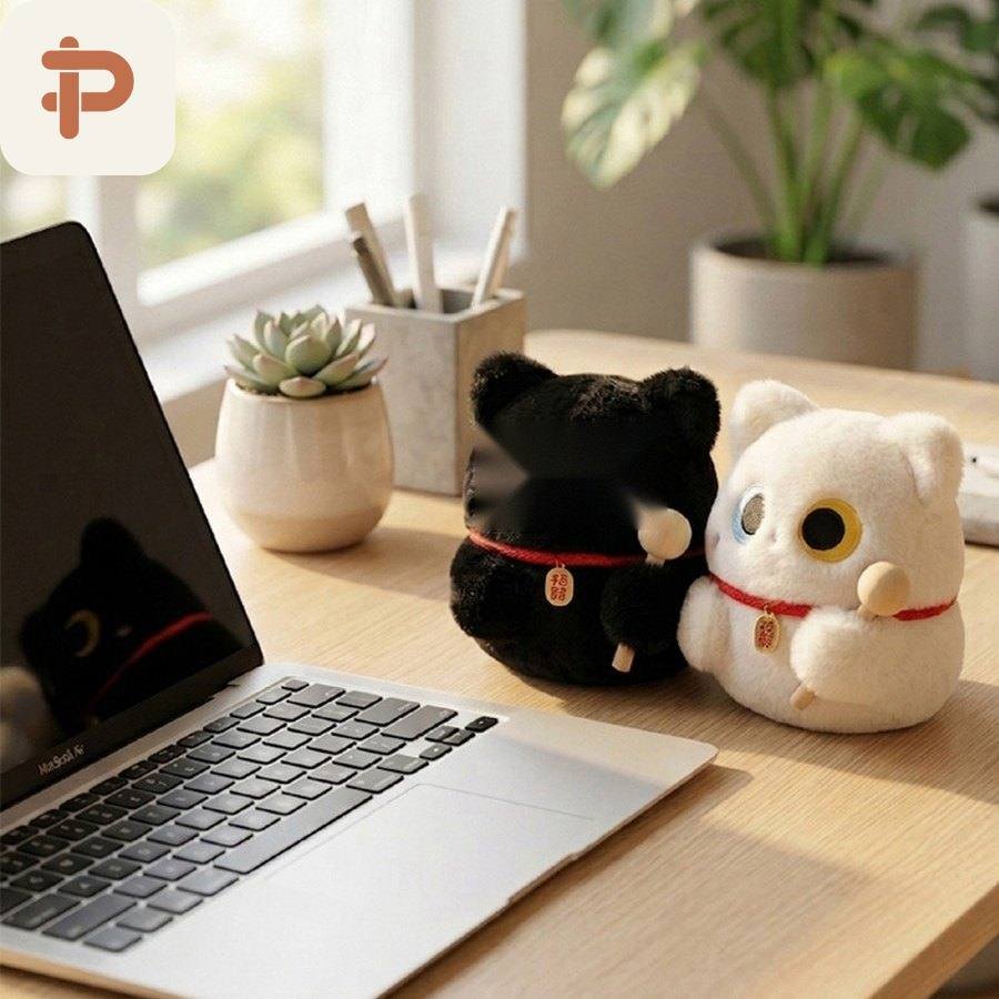 Wooden-Fish Lucky Cat Plush