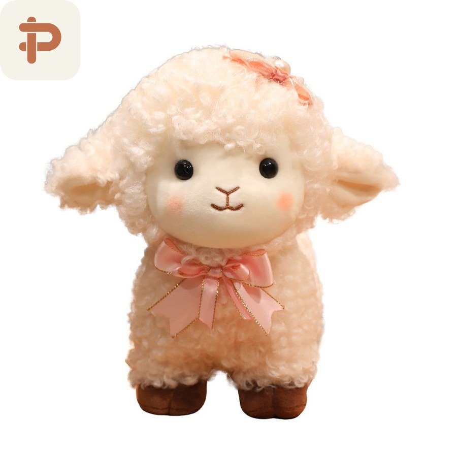 Curly-Wool Lamb Plush with Bow