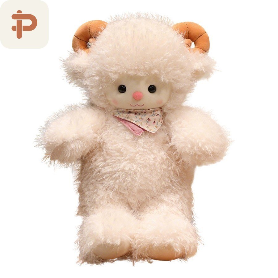 Fluffy Lamb Plush with Bandana