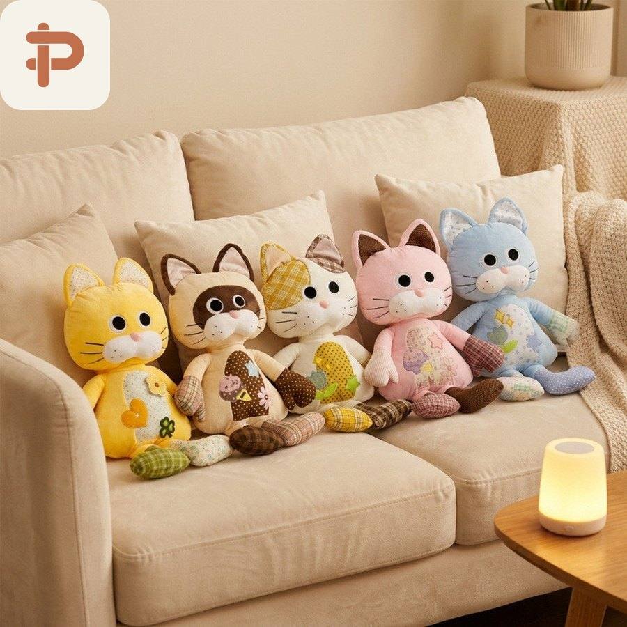 Patchwork Rag-Doll Cat Plush, 60 cm