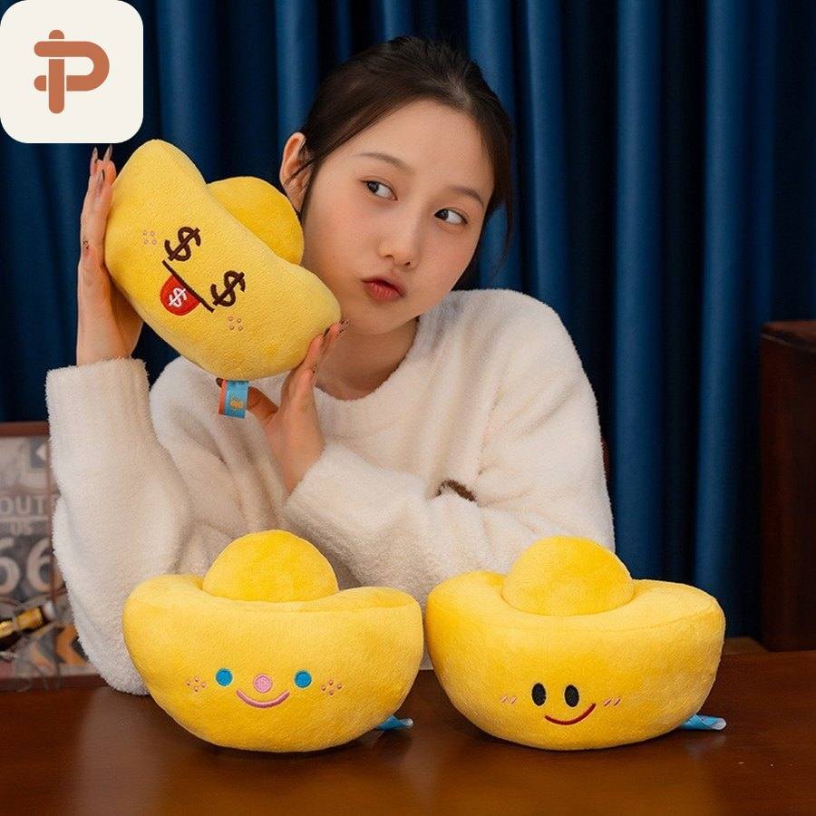 Gold Ingot Lucky Plush Cushion