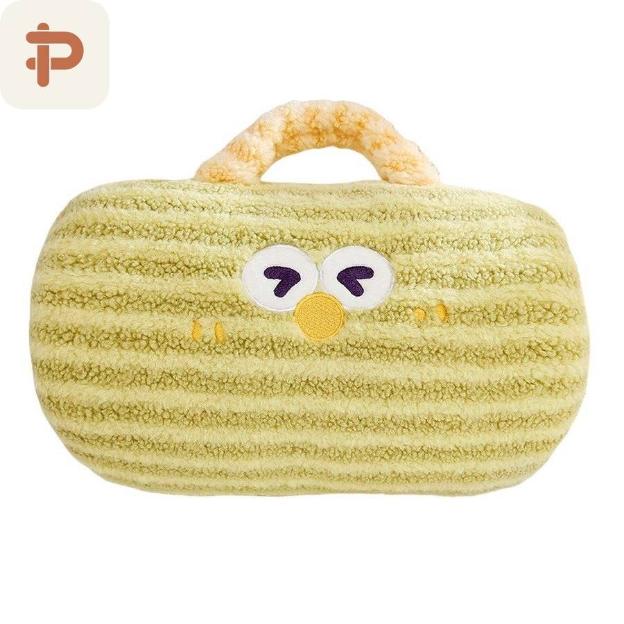 Striped Hand-Warmer Pillow with Handle