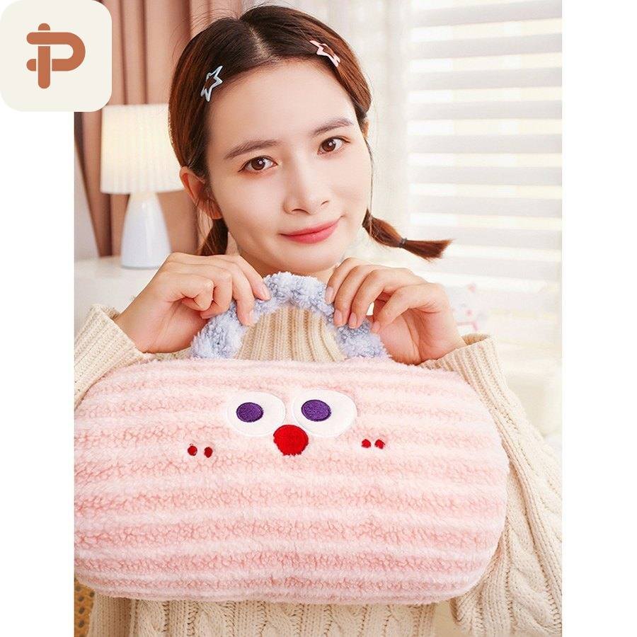 Striped Hand-Warmer Pillow with Handle