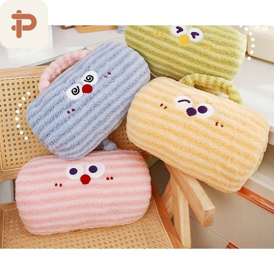 Striped Hand-Warmer Pillow with Handle