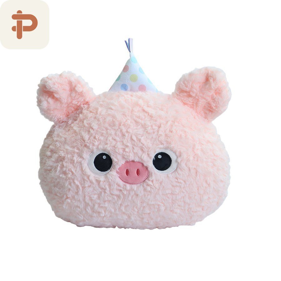 Party-Hat Animal Face Cushion