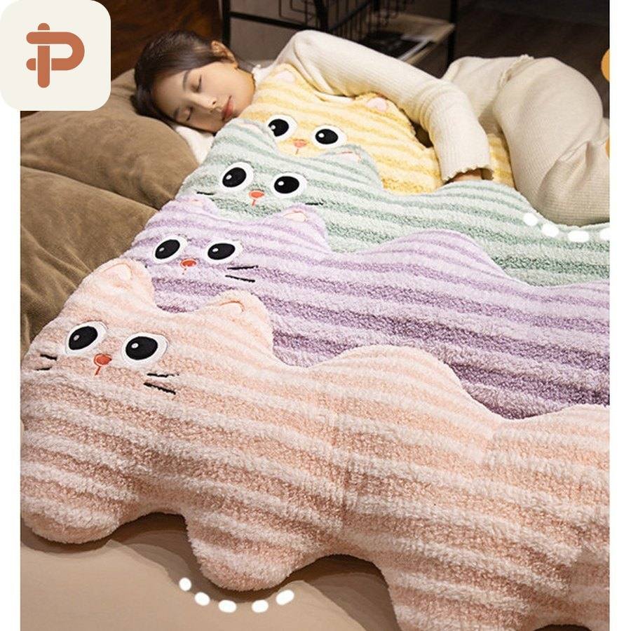 Striped Cat Wave Body Pillow