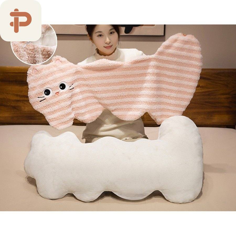 Striped Cat Wave Body Pillow