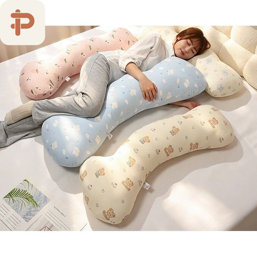 Printed Cotton Bone-Shape Body Pillow