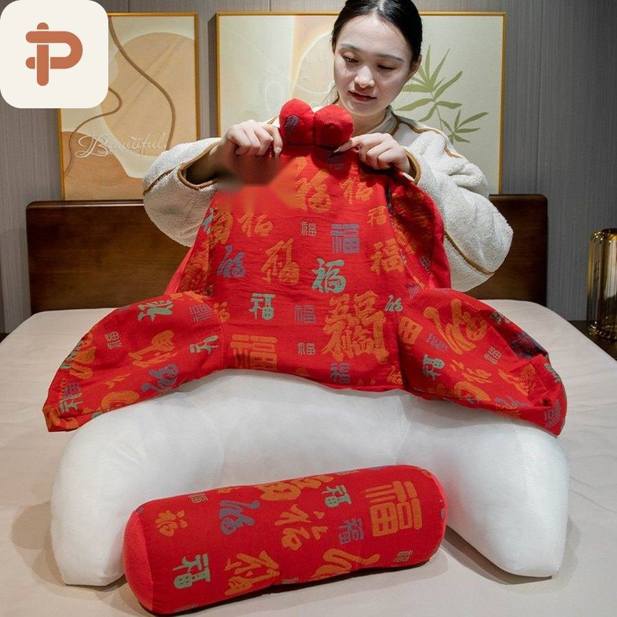 Lucky Print Cotton-Gauze Bed Backrest