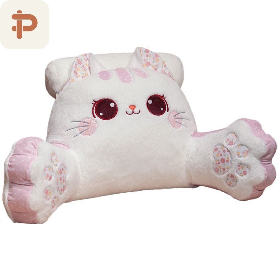 Embroidered Cat Bed Reading Backrest