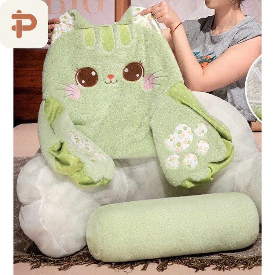 Embroidered Cat Bed Reading Backrest