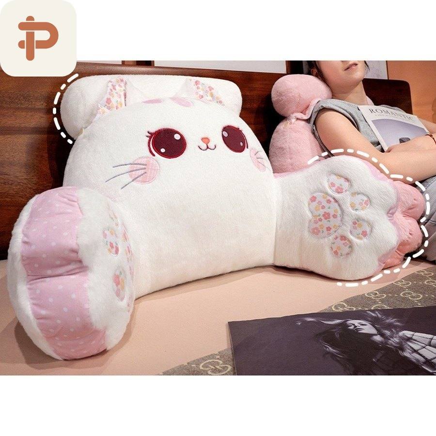 Embroidered Cat Bed Reading Backrest