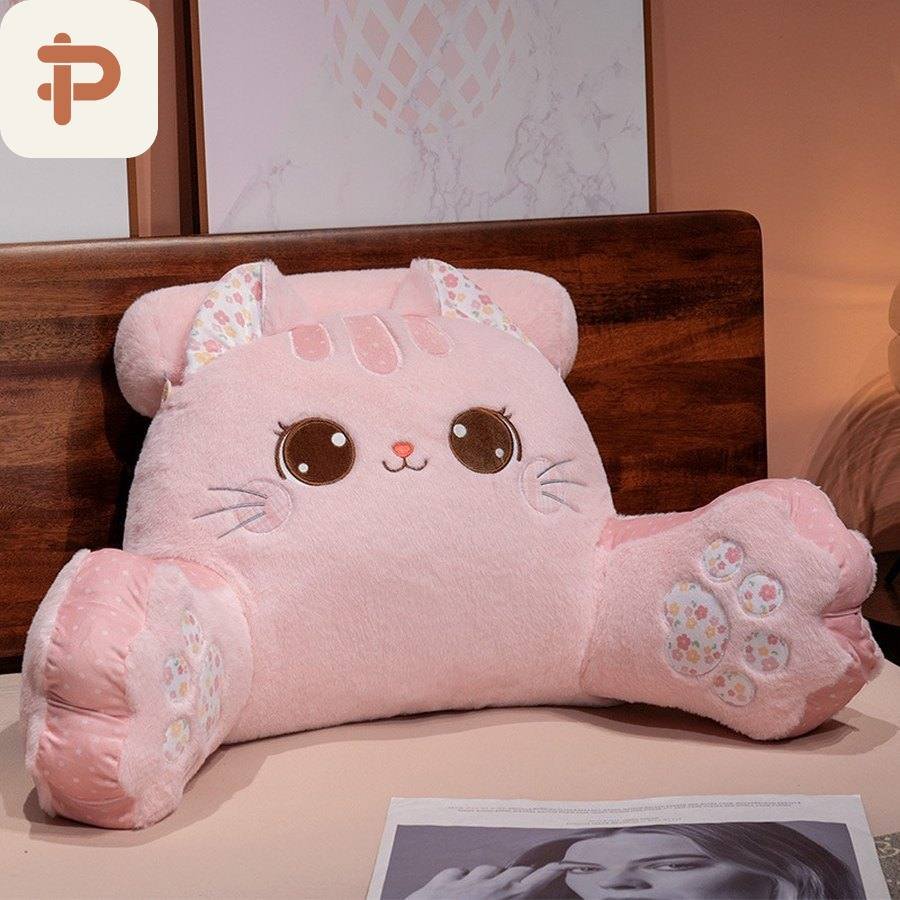 Embroidered Cat Bed Reading Backrest