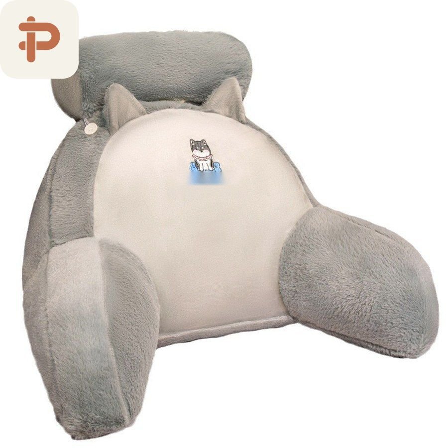 Faux-Fur Bed Reading Backrest with Armrests