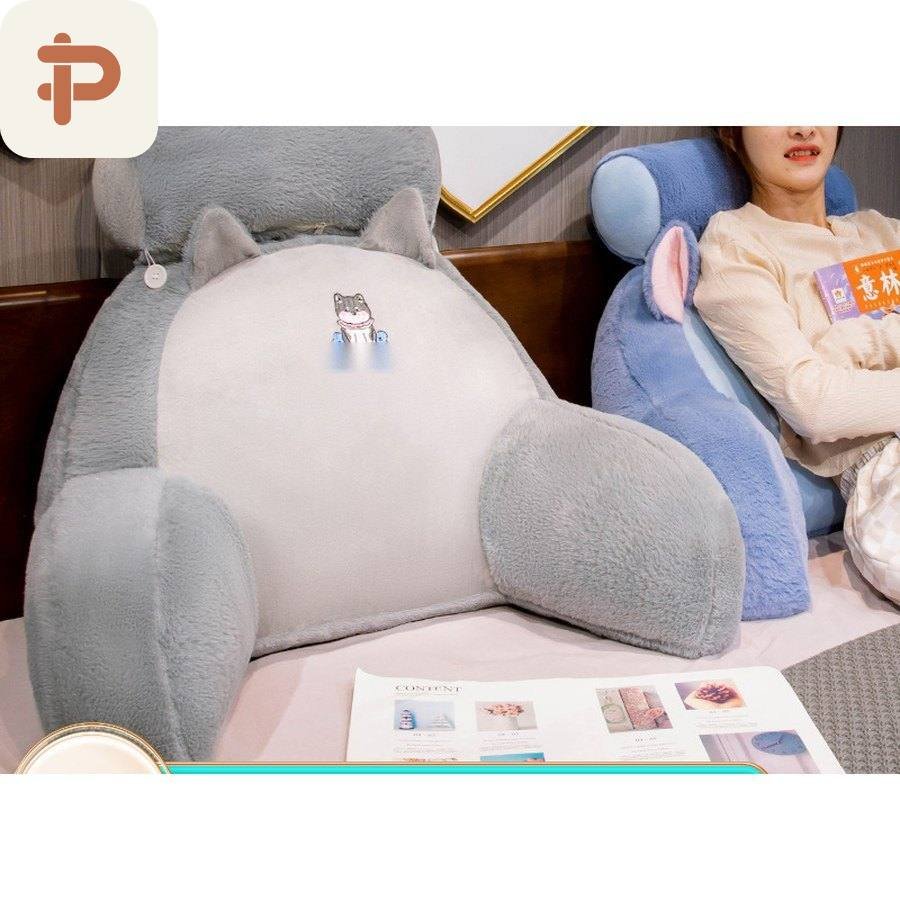 Faux-Fur Bed Reading Backrest with Armrests