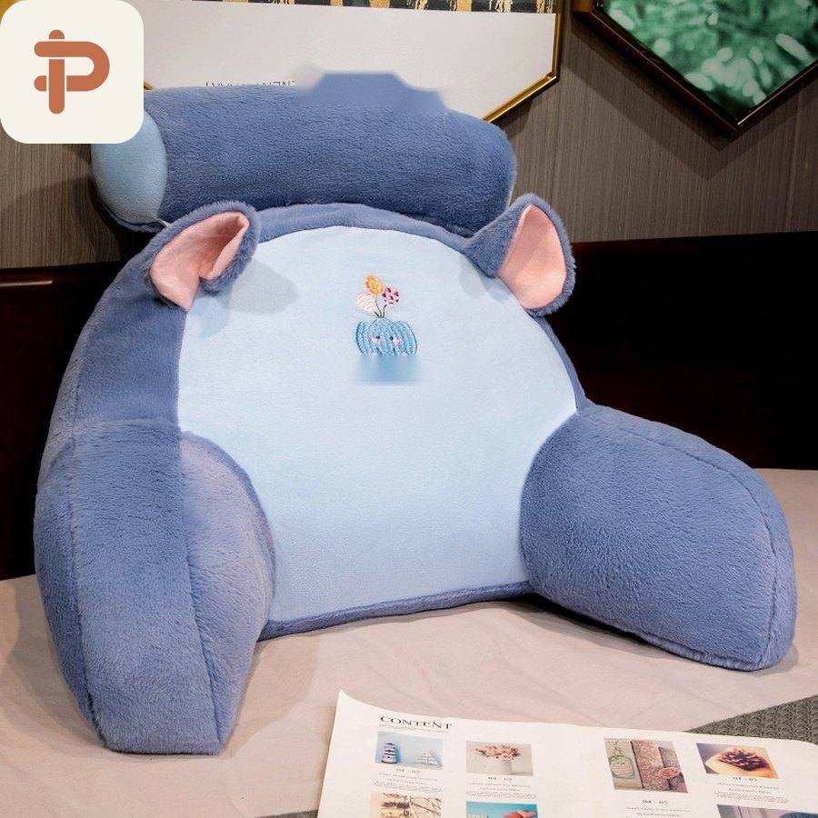 Faux-Fur Bed Reading Backrest with Armrests