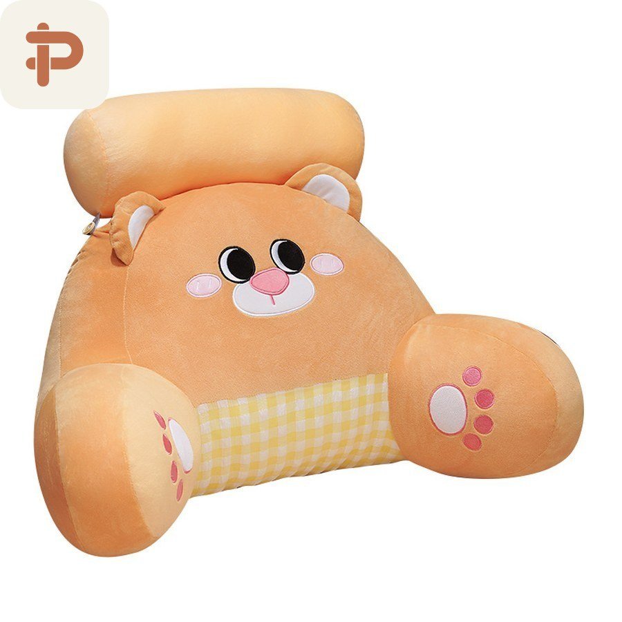 Plaid Animal Bed Backrest with Headrest