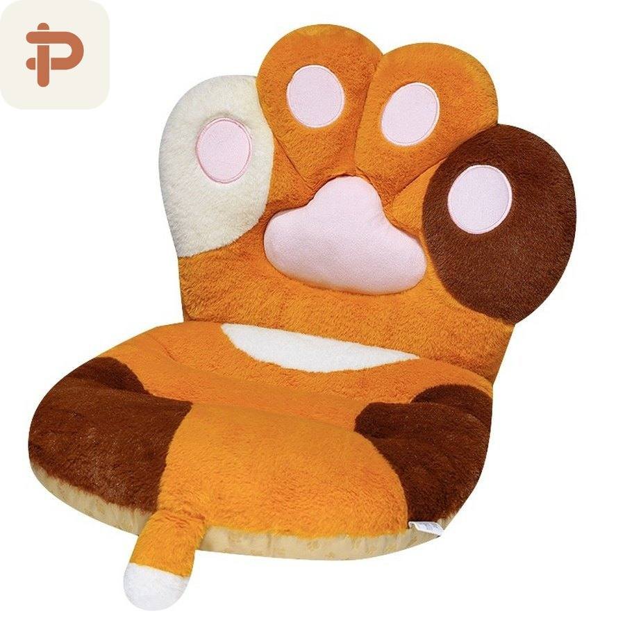 Faux-Fur Cat Paw Chair Cushion with Backrest