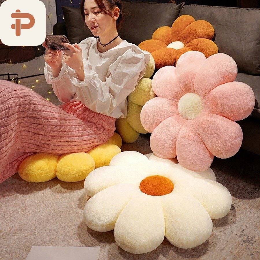 Faux-Fur Daisy Seat Cushion, 35–55 cm