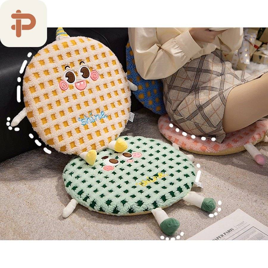 Sherpa Gingham Memory-Foam Seat Cushion