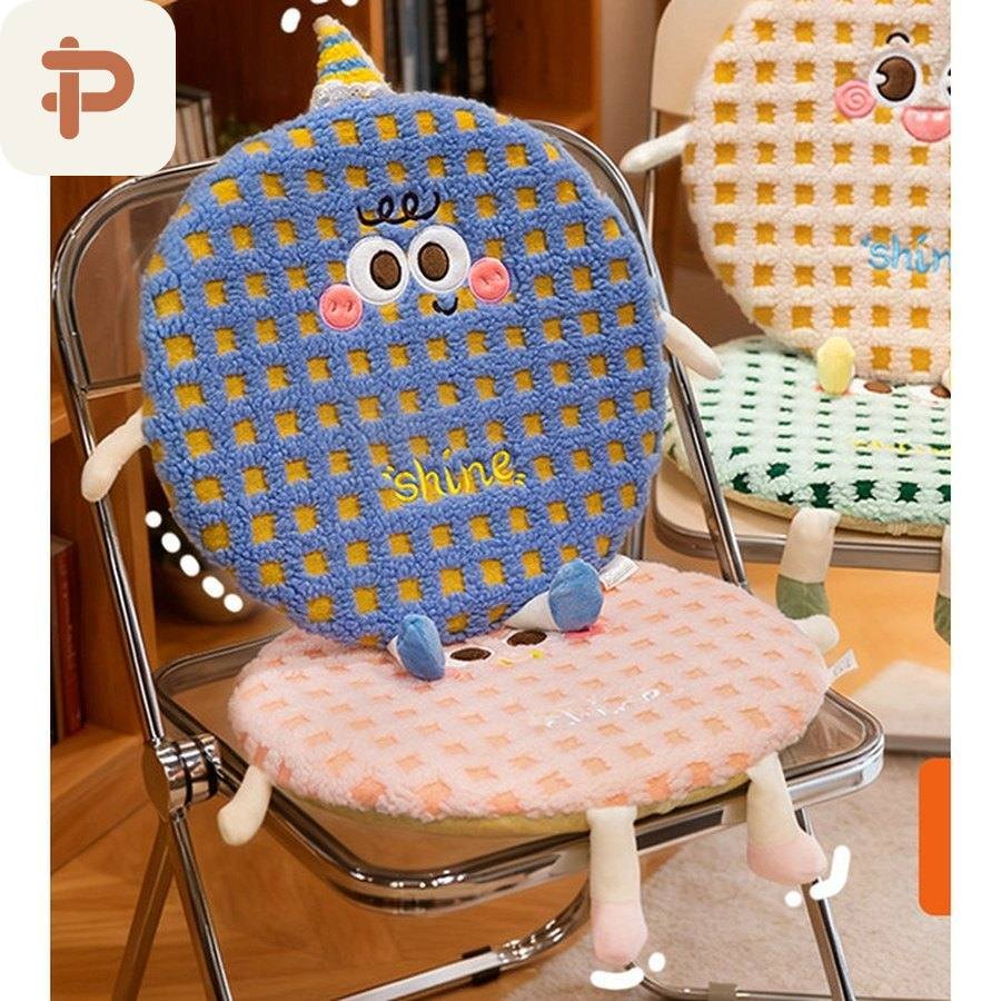 Sherpa Gingham Memory-Foam Seat Cushion