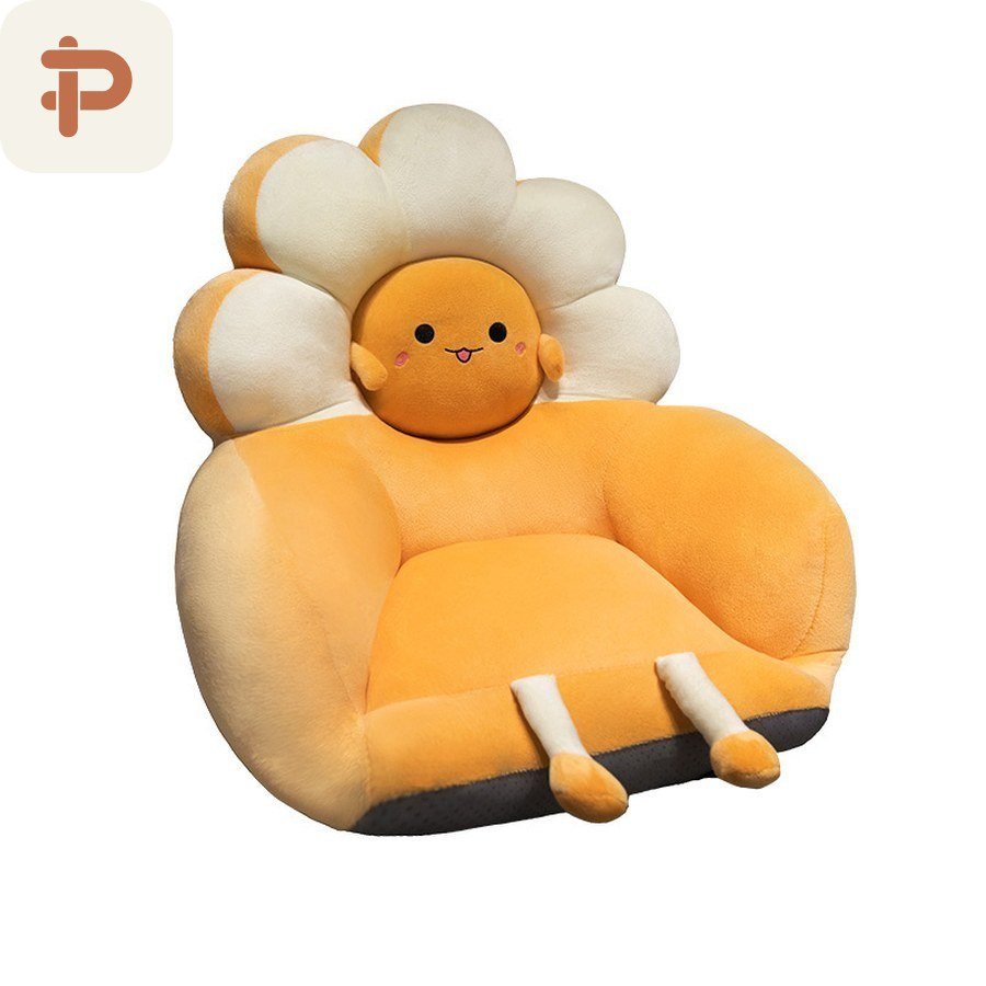 Crystal-Velvet Flower Floor Seat with Backrest