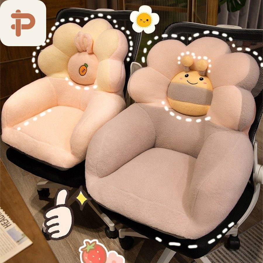 Crystal-Velvet Flower Floor Seat with Backrest