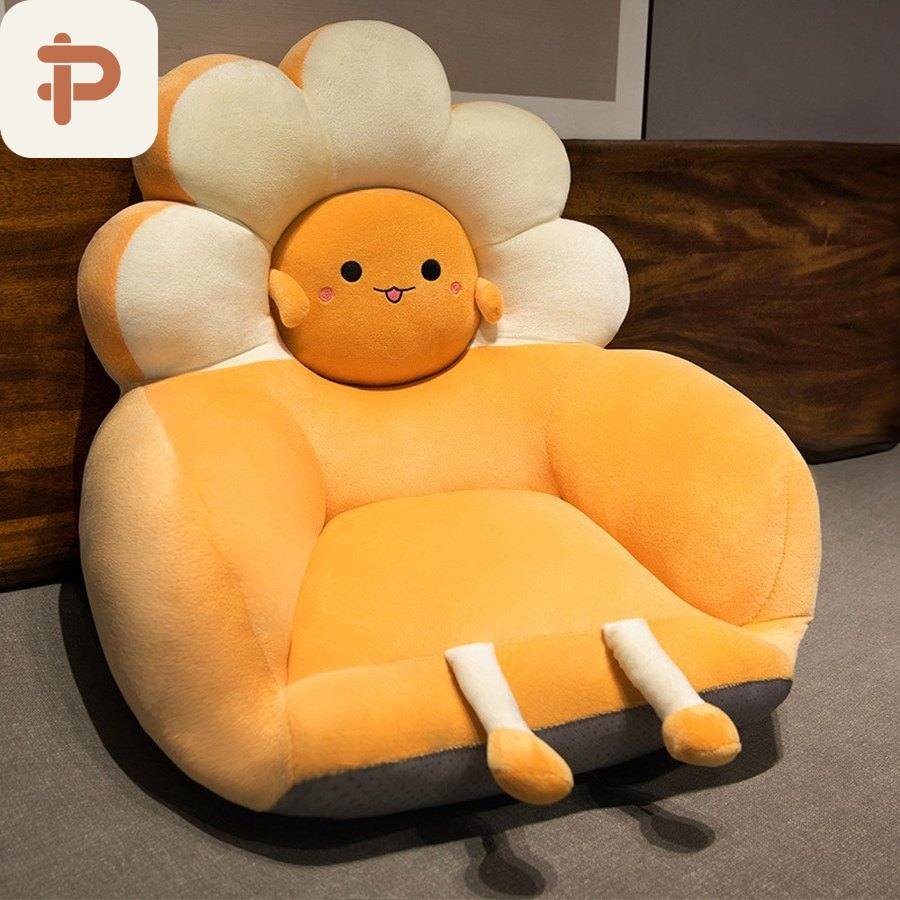 Crystal-Velvet Flower Floor Seat with Backrest