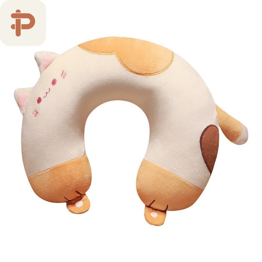 Cat Memory-Foam U Pillow with Tail