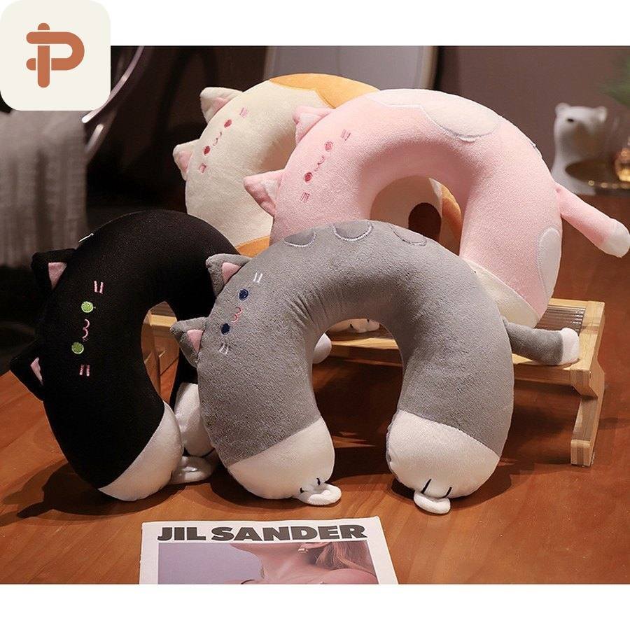 Cat Memory-Foam U Pillow with Tail