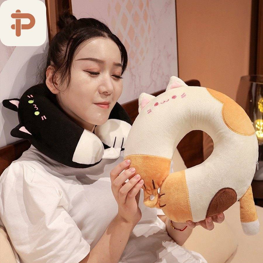 Cat Memory-Foam U Pillow with Tail