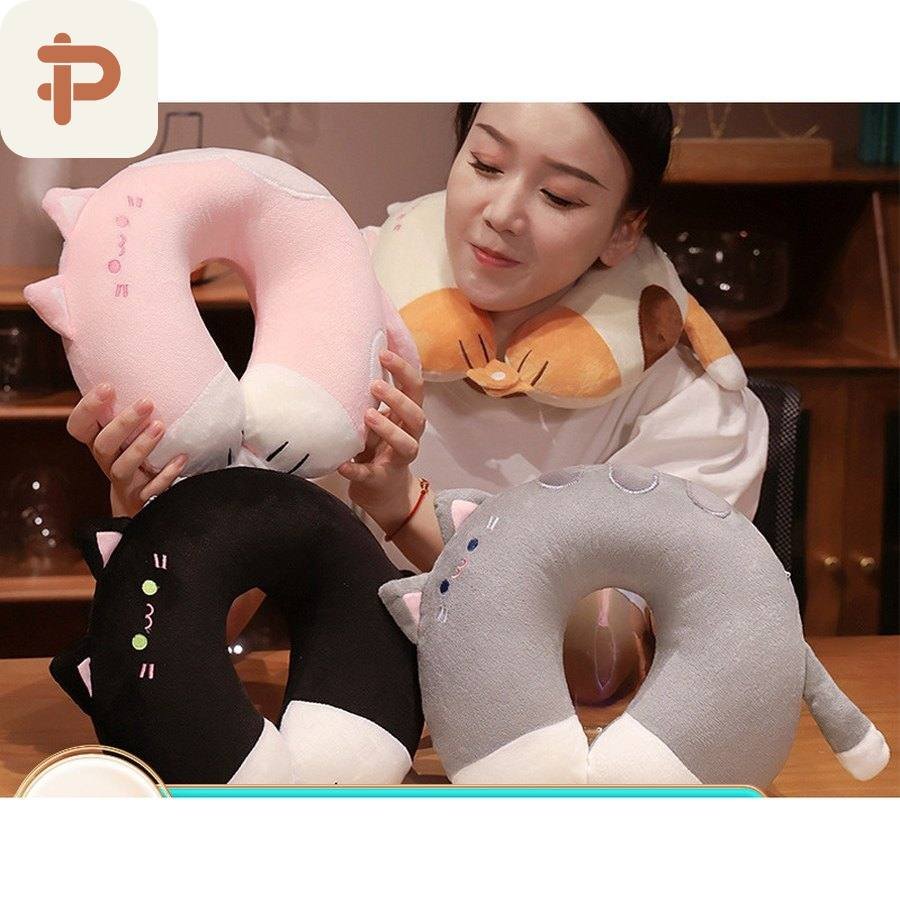 Cat Memory-Foam U Pillow with Tail