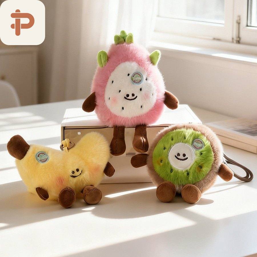 Tropical Fruit Plush Keychain
