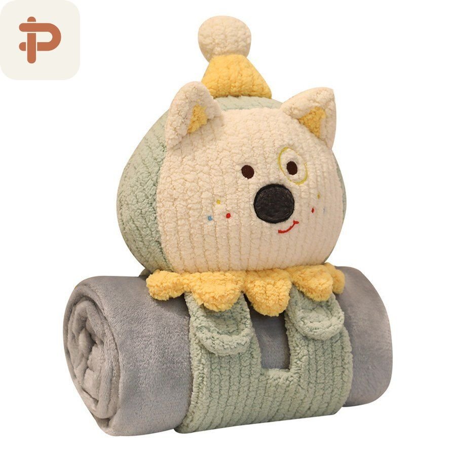 Animal Roll Blanket with Nap Pillow