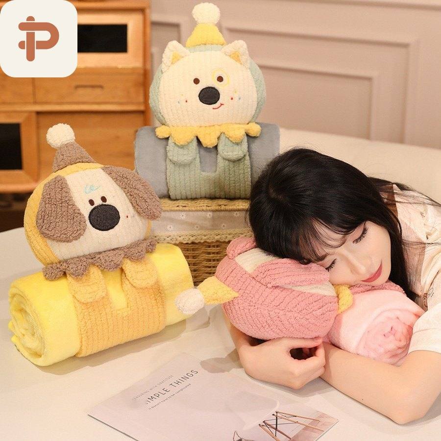 Animal Roll Blanket with Nap Pillow