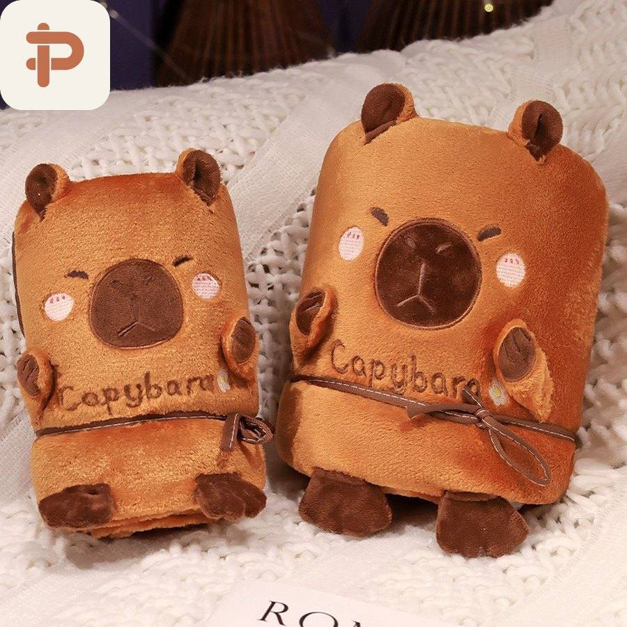Capybara Flannel Roll Blanket